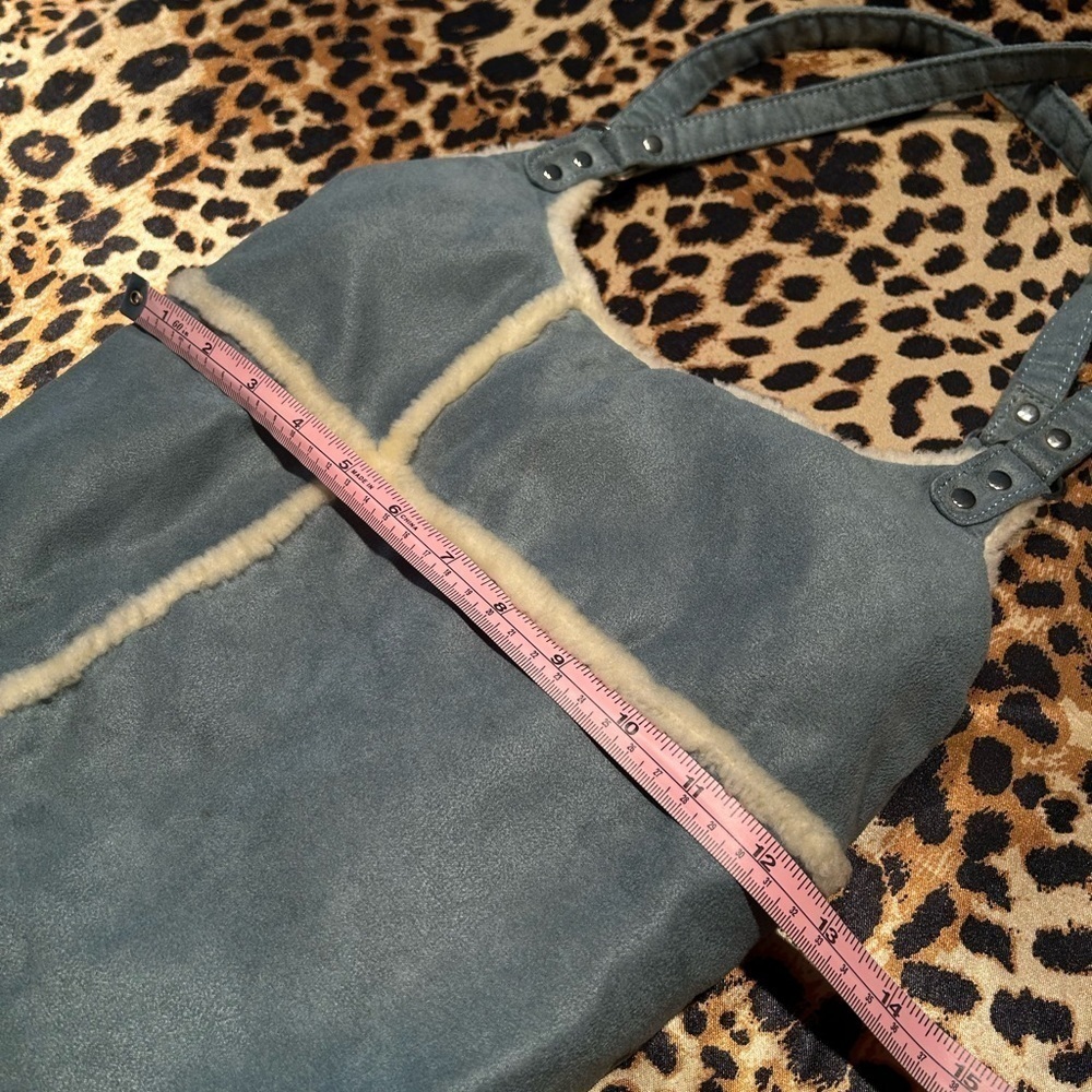 Y2K Avon Blue Faux Suede & Faux Fur Tote Bag - Picture 5 of 6